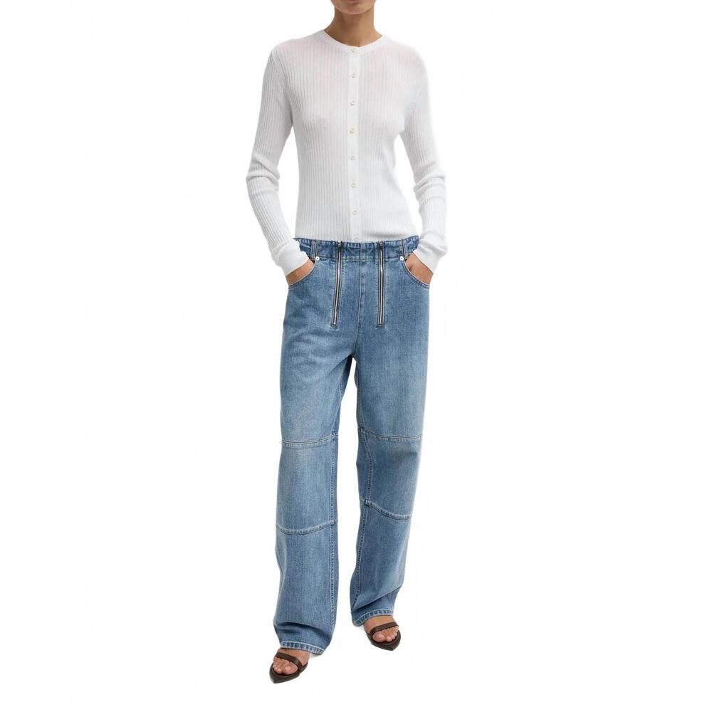 NEW TIBI classic wash denim fischer jeans in blue